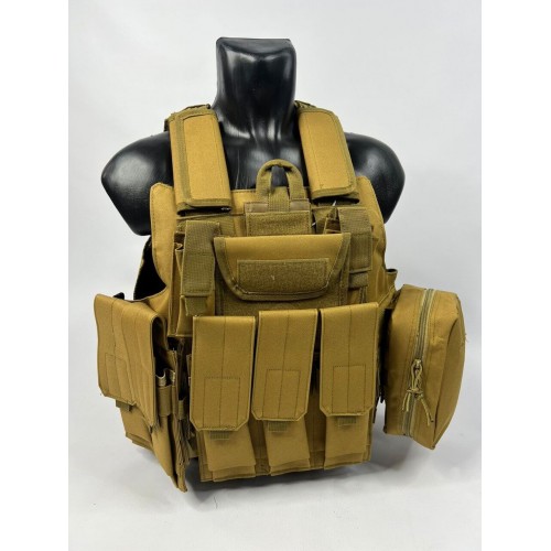 Тактический разгрузочный жилет «5 / пять карманов» с подсумками Tactical Molle Plate Carrier для съемных бронепластин в Сочи