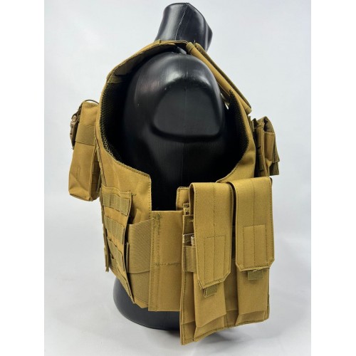 Тактический разгрузочный жилет «5 / пять карманов» с подсумками Tactical Molle Plate Carrier для съемных бронепластин в Сочи